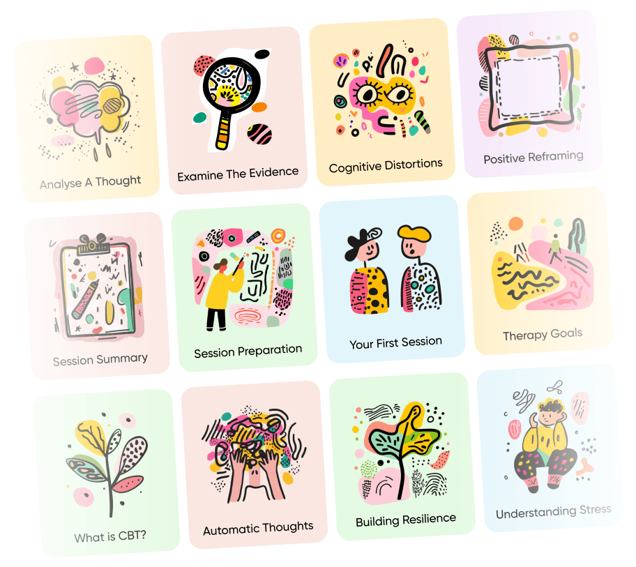 Illustration showing some of Offload's science backed therapy tools